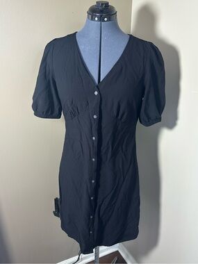 Gap Button-Up Black Mini Dress - MEDIUM